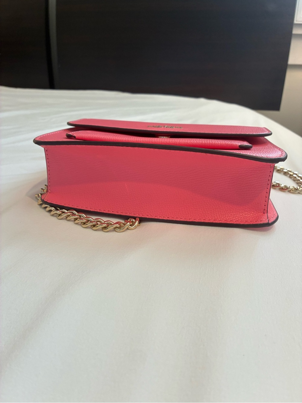 kate spade Coral Pink Leather Chain Crossbody Bag - Picture 6 of 7